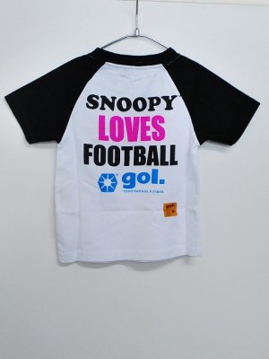 画像2: gol.　SNOOPYキッズラグランTシャツ　ホワイト×ブラック