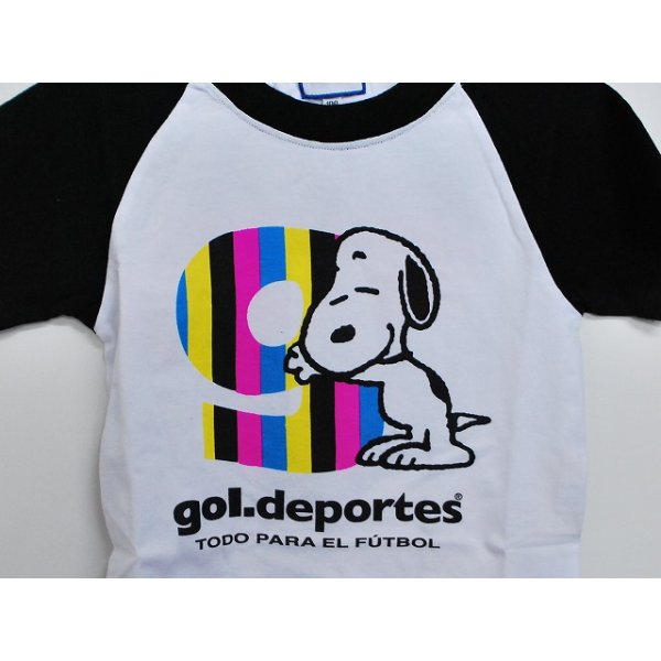 画像3: gol.　SNOOPYキッズラグランTシャツ　ホワイト×ブラック (3)