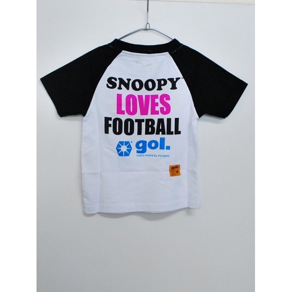 画像2: gol.　SNOOPYキッズラグランTシャツ　ホワイト×ブラック (2)