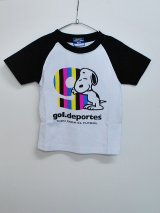 画像: gol.　SNOOPYキッズラグランTシャツ　ホワイト×ブラック