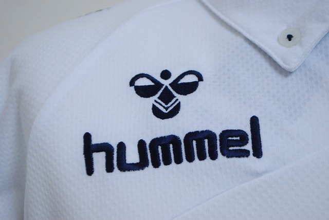 画像: hummel  UTボタンダウンポロシャツ　ホワイト×ネイビー