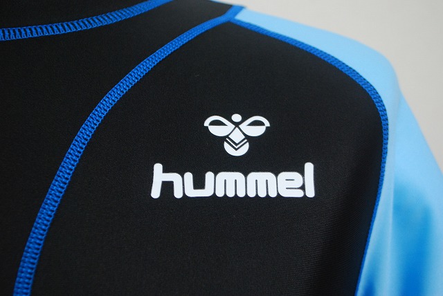 画像: hummel　コンプレッション長袖インナー　ブラック×ブルー